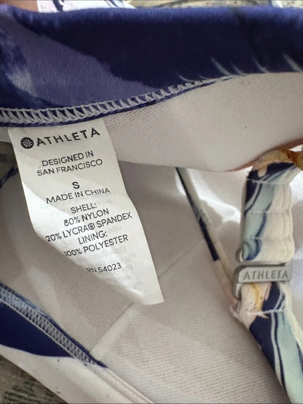 Athleta Abstract Brushstroke Bikini Set in Navy, White - small top - med bottom
